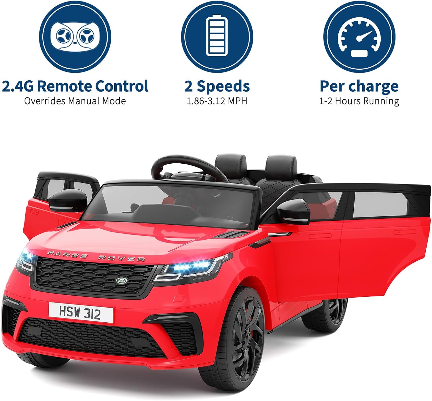 24V Licensed Range Rover HSE 2 Seater Kids Ride-On Car with MP3 & Parental Remote Control