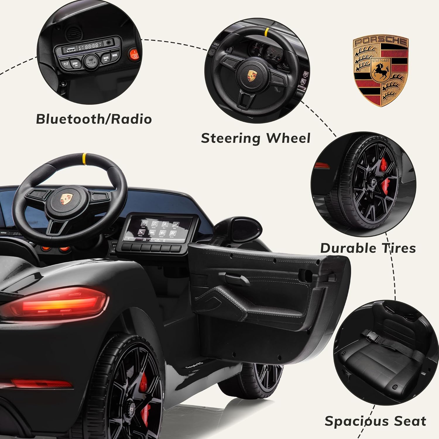 First Ride On Licensed Porsche 718 12V Electric Car for Kids with Parent Remote