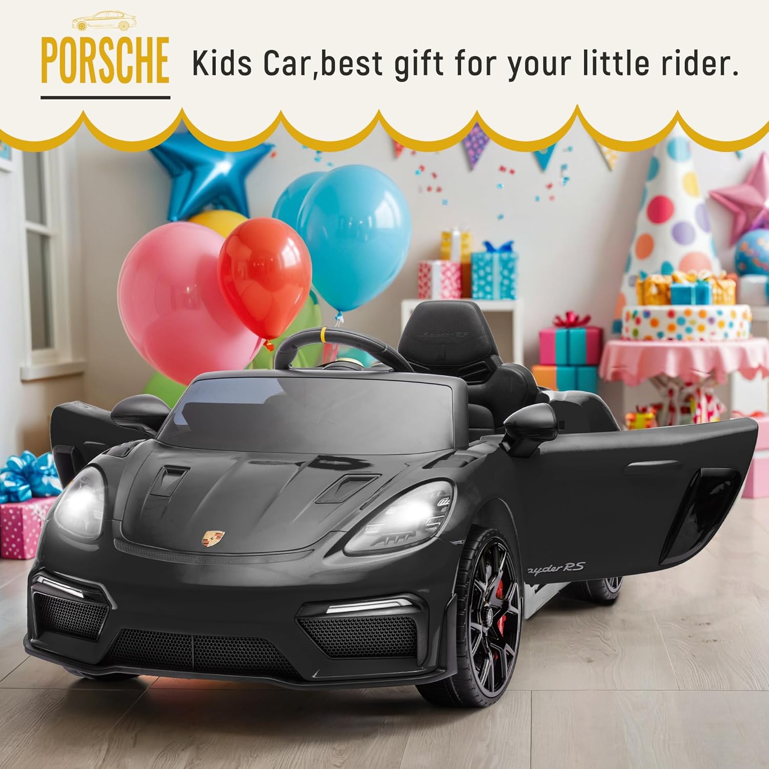 First Ride On Licensed Porsche 718 12V Electric Car for Kids with Parent Remote