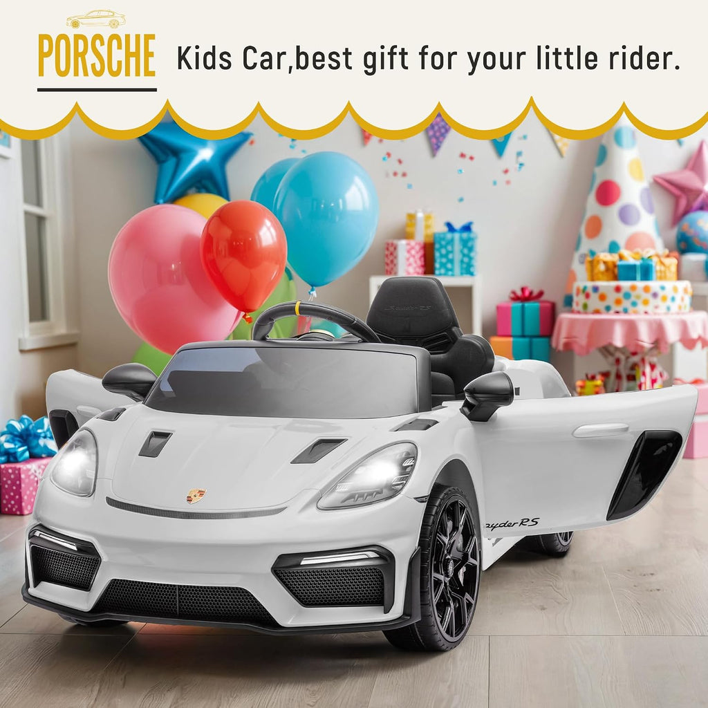 First Ride On Licensed Porsche 718 12V Electric Car for Kids with Parent Remote